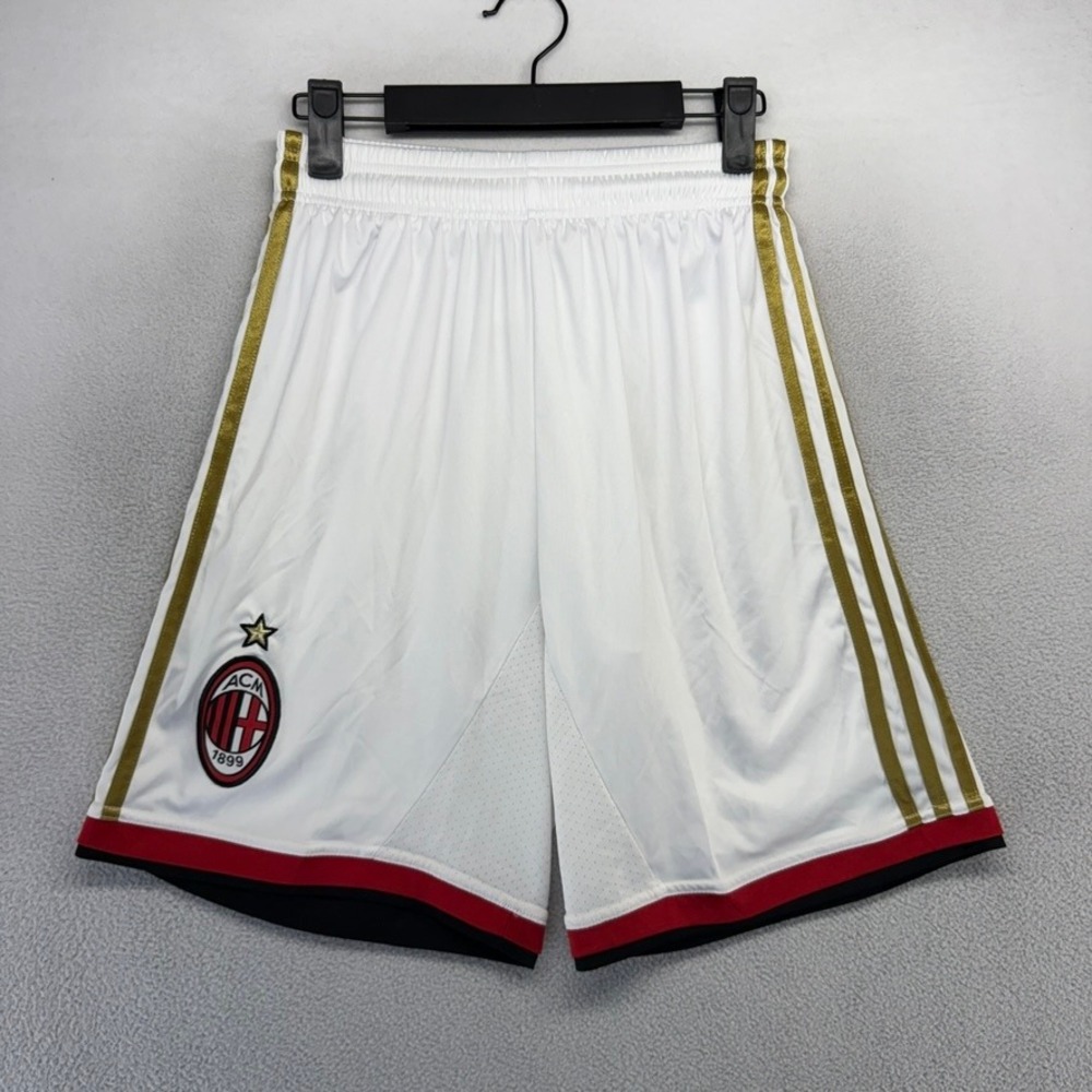 AC Milan Soccer Shorts Men's Small White Embroidered Adidas Climacool training